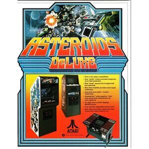 1981 Atari Asteroids Deluxe Arcade Game Flyer Space Shooter Promo